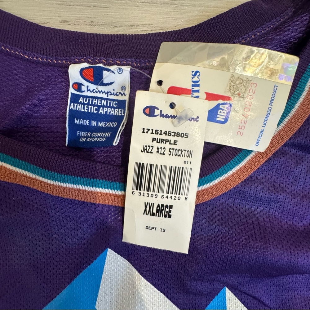 RARE Vintage Champion John Stockton Utah Jazz #12 NBA Basketball Jersey Size XXL - Picture 2 of 7
